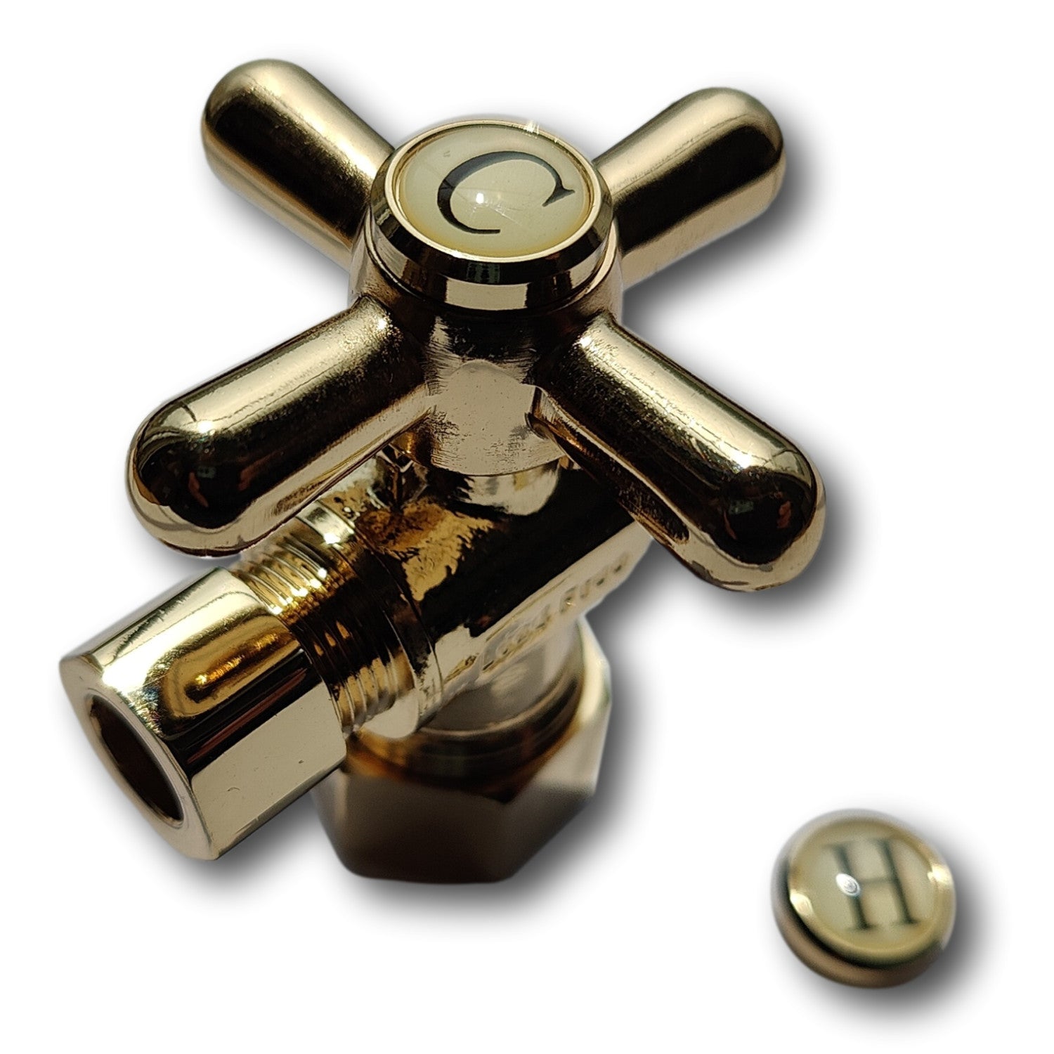 1 Pc. 3/8" OD x 5/8" OD Compression Angle Valve, Golden