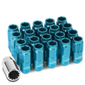Aluminum Sky Blue 16 Lug+4 Lock Nuts+adapter M12x1.25 21mm Od/50mm