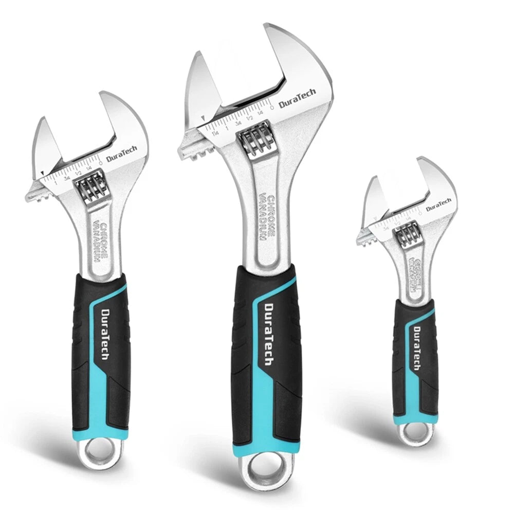 Duratech Adjustable Wrench Set Metric& Sae 6" 8" 10" Wrench Wide Jaw