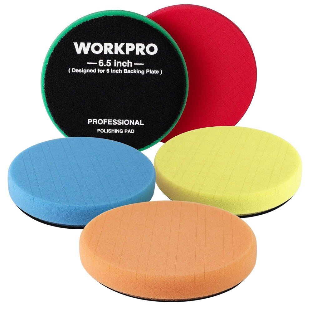 WORKPRO 5PCS 6.5-inch Polishing Pads Sponge Waxing Foam Buffing Kit