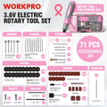 Cordless Rotary Tool Kit with 71pcs Accessories, 3 Variable Speeds Pink