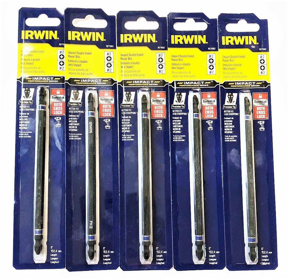 5 Irwin 6" Impact #2 Phillips Bits
