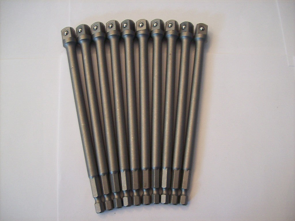 10pc 6" SQUARE POWER EXTENSION BARS BITS HEX SHANK 3/8"Opens in a new window or 