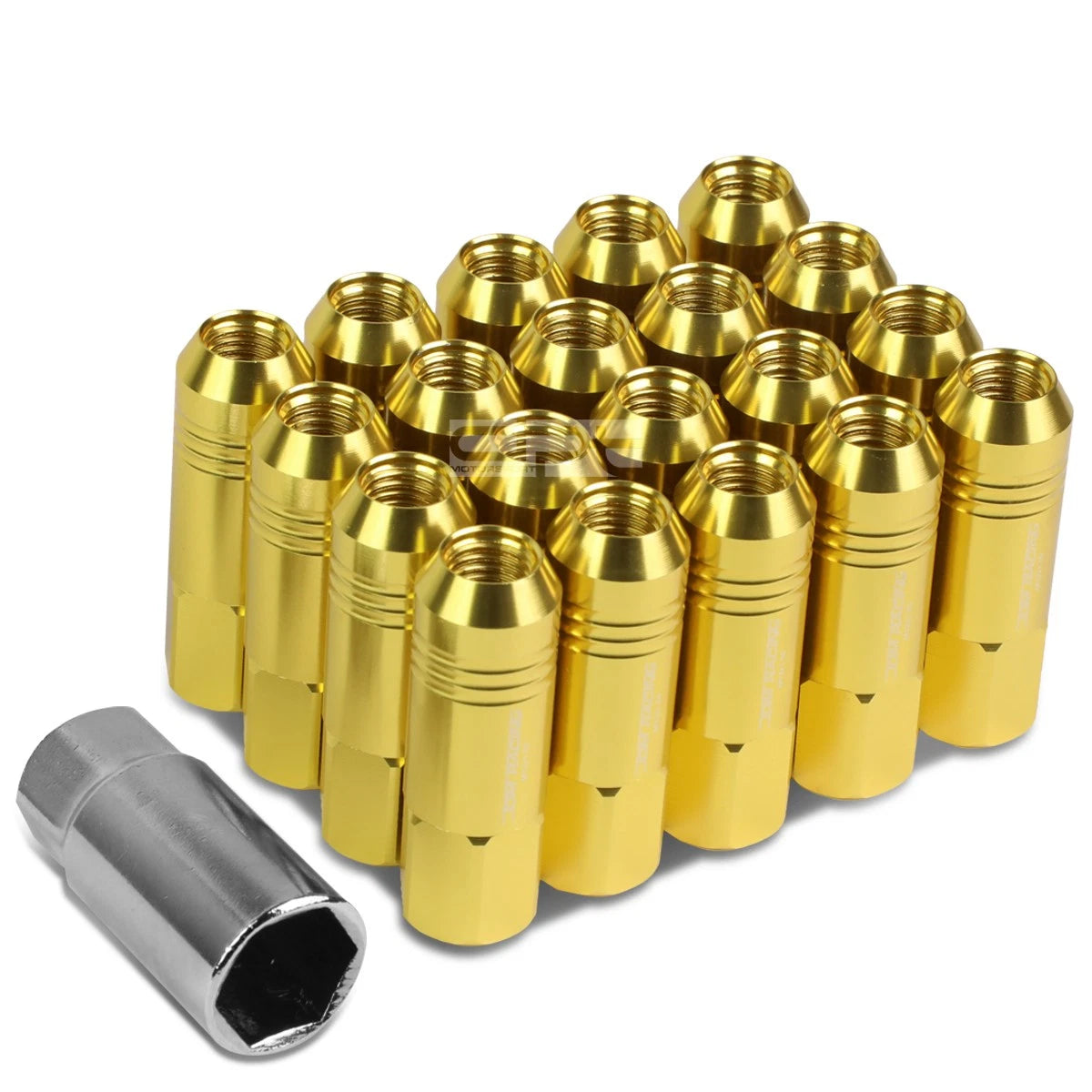 Open End M12x1.5 60mm Tall 20mm Od Gold Aluminum Jdm Lug Nuts+adapter