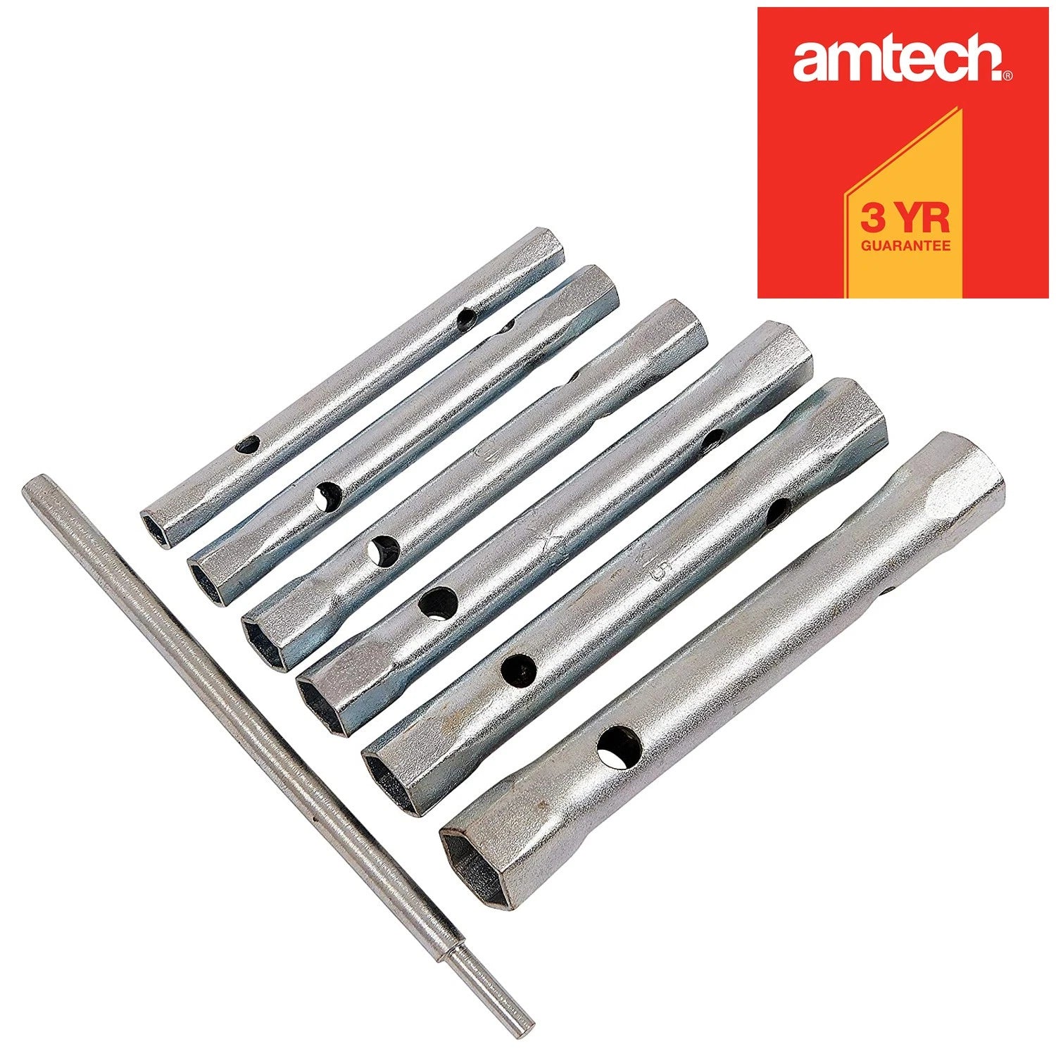 Tubular Box Wrench Tube Spanners & 150mm Tommy Bar Set Long 6-17mm