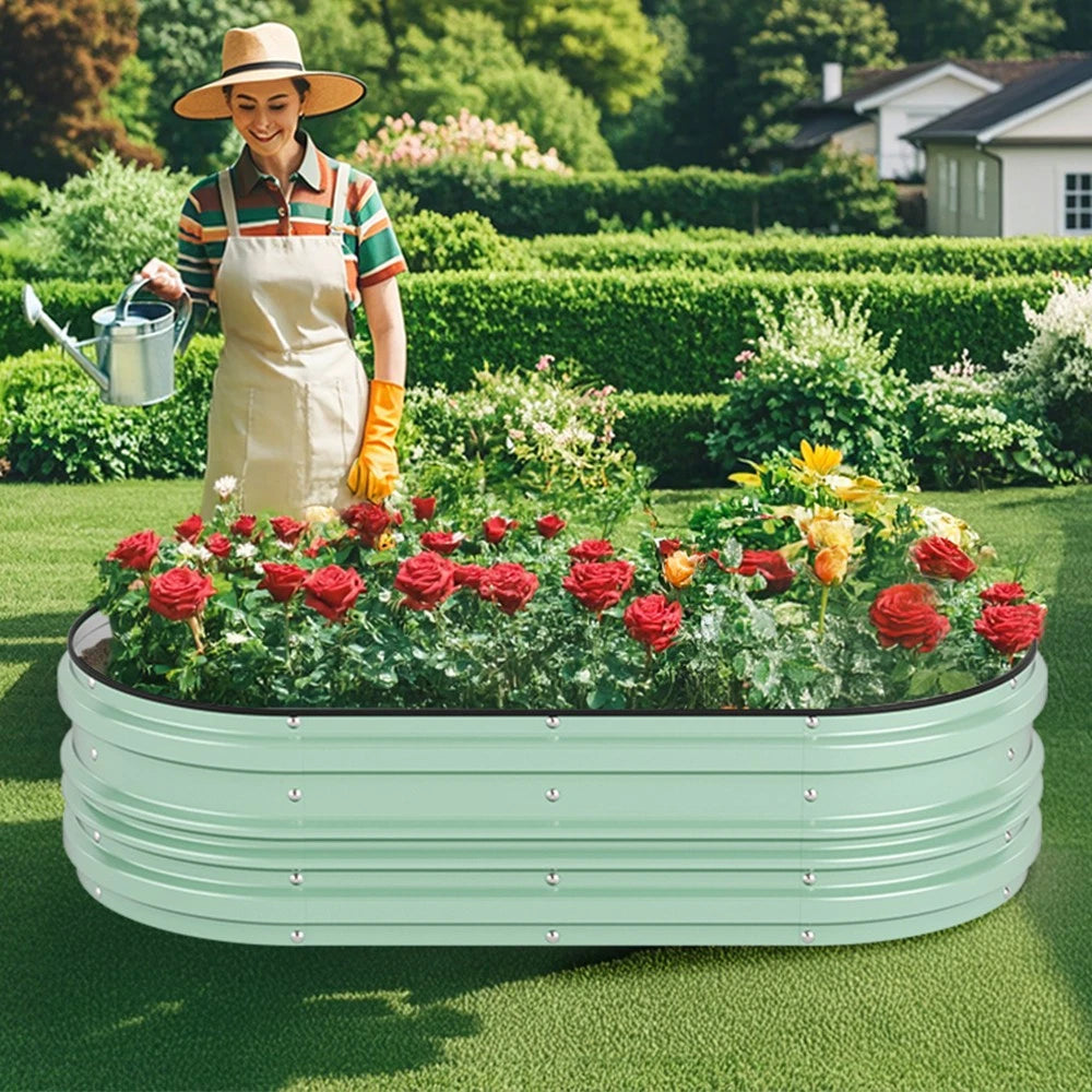 Workpro 4x2x1ft Galvanized Raised Garden Bed Safe Edge Rust Corrosion