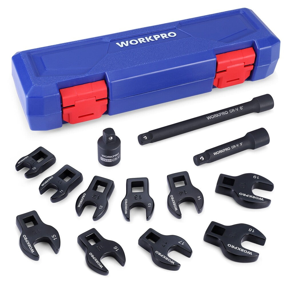 WORKPRO 13PCS 3/8" Drive Crowfoot Wrench Set Metric Crows Foot Wrench