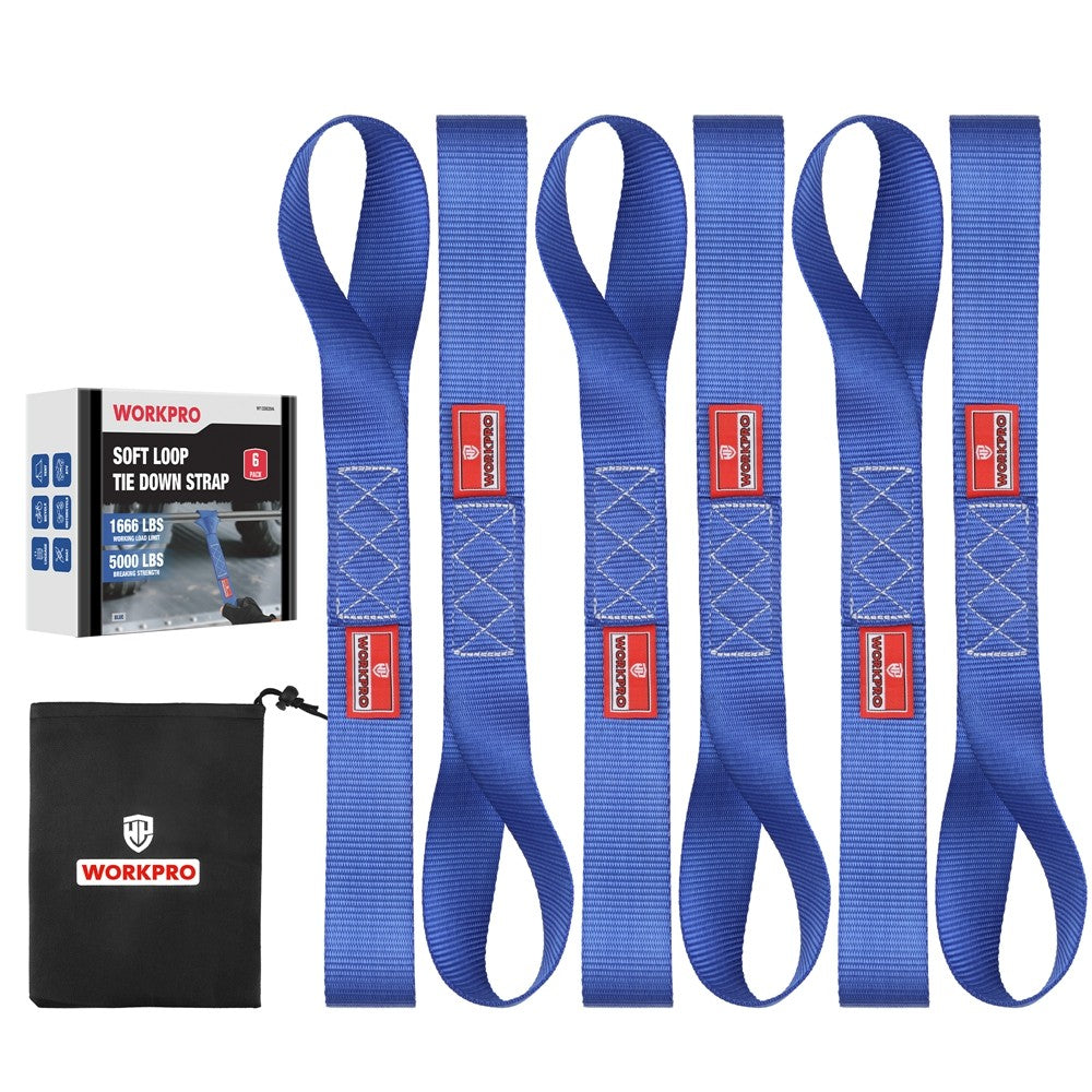 WORKPRO Heavy Duty Soft Loop Tie Down Straps by WORKPRO