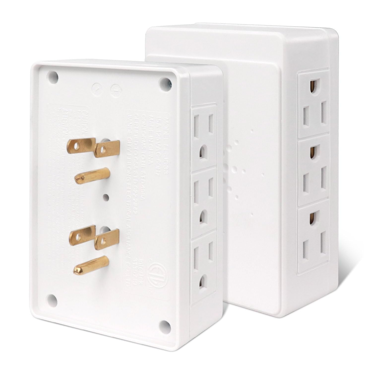 Plug in Outlet Extender,2 Pack 6 Grounded Outlet to The Side,wall Tap