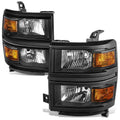 Fit 14-15 Chevy Silverado 1500 Black Housing Amber | Built Supply Co