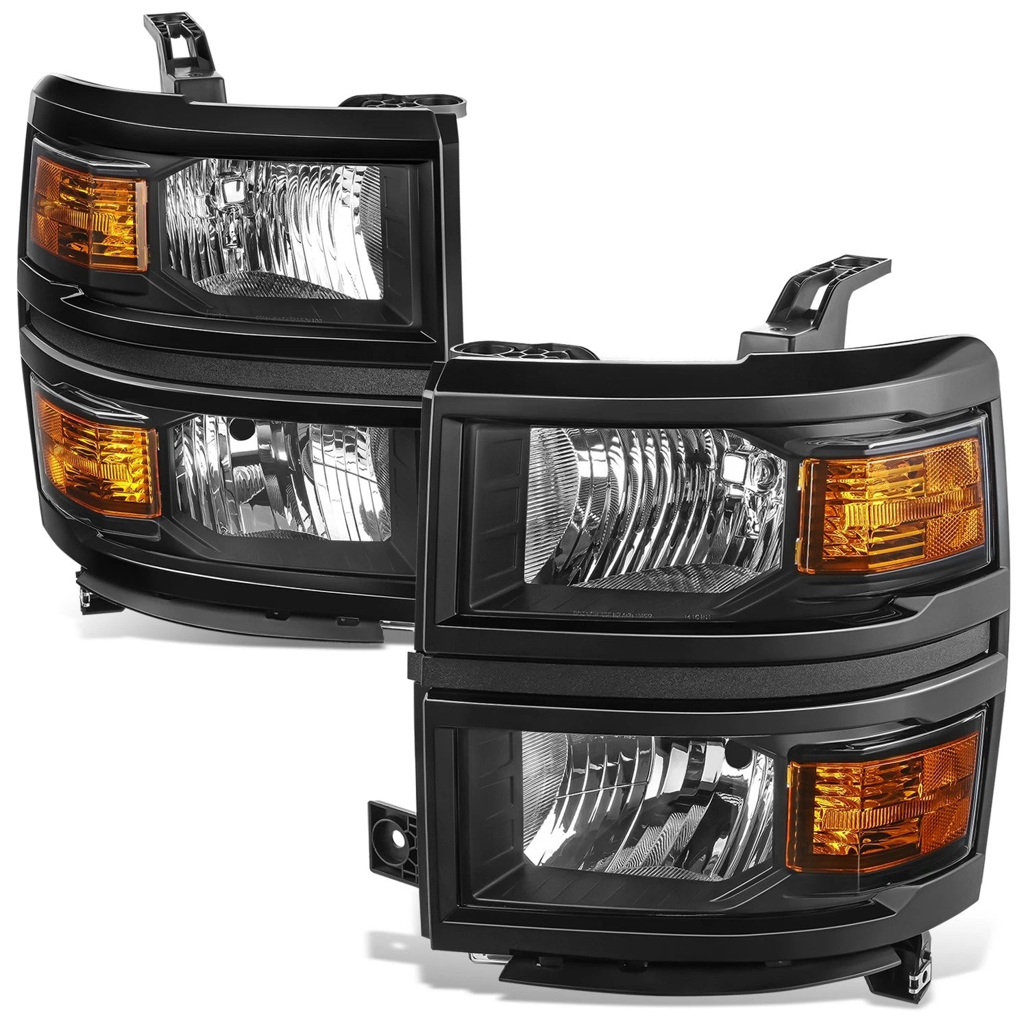 Fit 14-15 Chevy Silverado 1500 Black Housing Amber | Built Supply Co