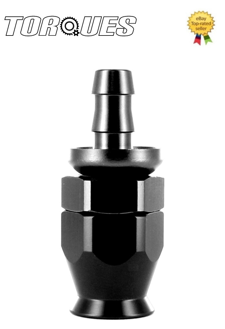An-6 Straight Ptfe Hose Fitting to 8MM Barb Adapter Black