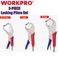 WORKPRO 3PCS Locking Pliers Set 10" Curved Jaw 7" Curved Jaw 6-1/2"