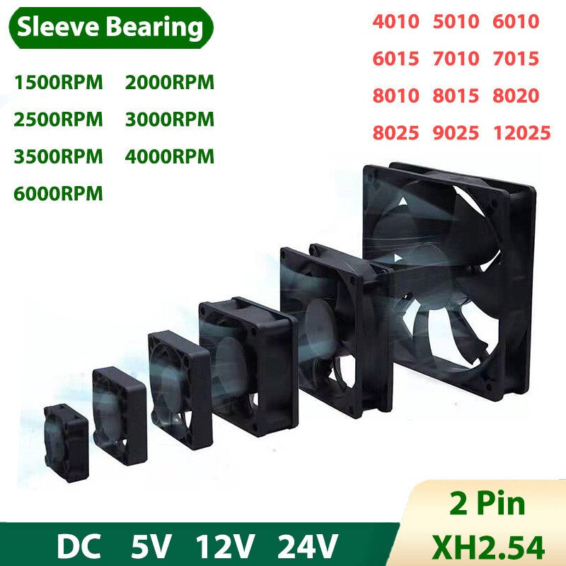 DC Cooling Fan Mini Silent Brushless 5V-24V