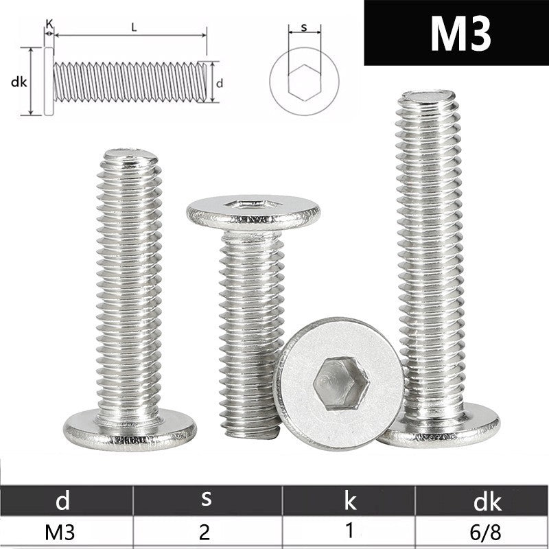 M3 Ultra Thin Wafer Flat Head Screws A2 Stainless Steel
