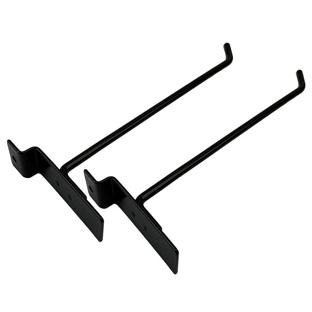 8" Slatwall Hook Panel Display Hooks, 1/4" Thickness Metal, Black -