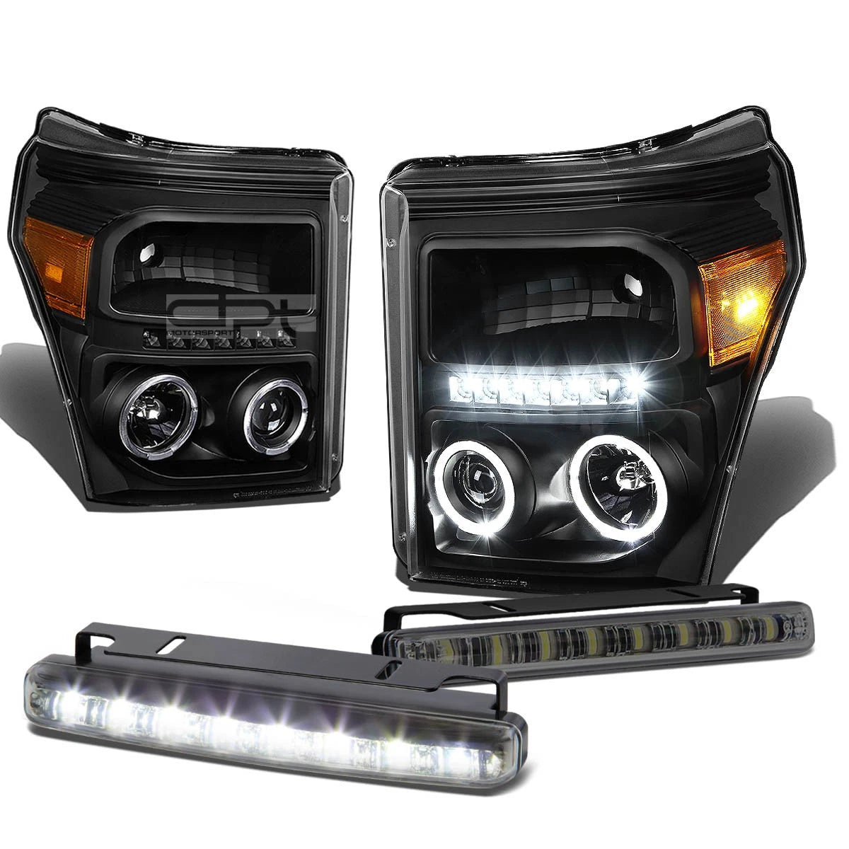 Black Dual Halo Projector+LED Drl Headlight+fog | Built Supply Co