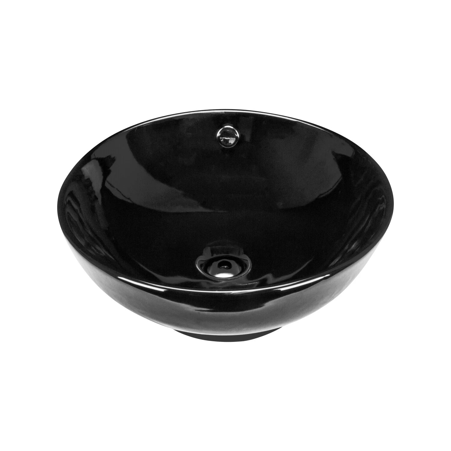 Rok Round Bowl Shaped Vessel Bathroom Sink, 16-1/2" Diameter, Black