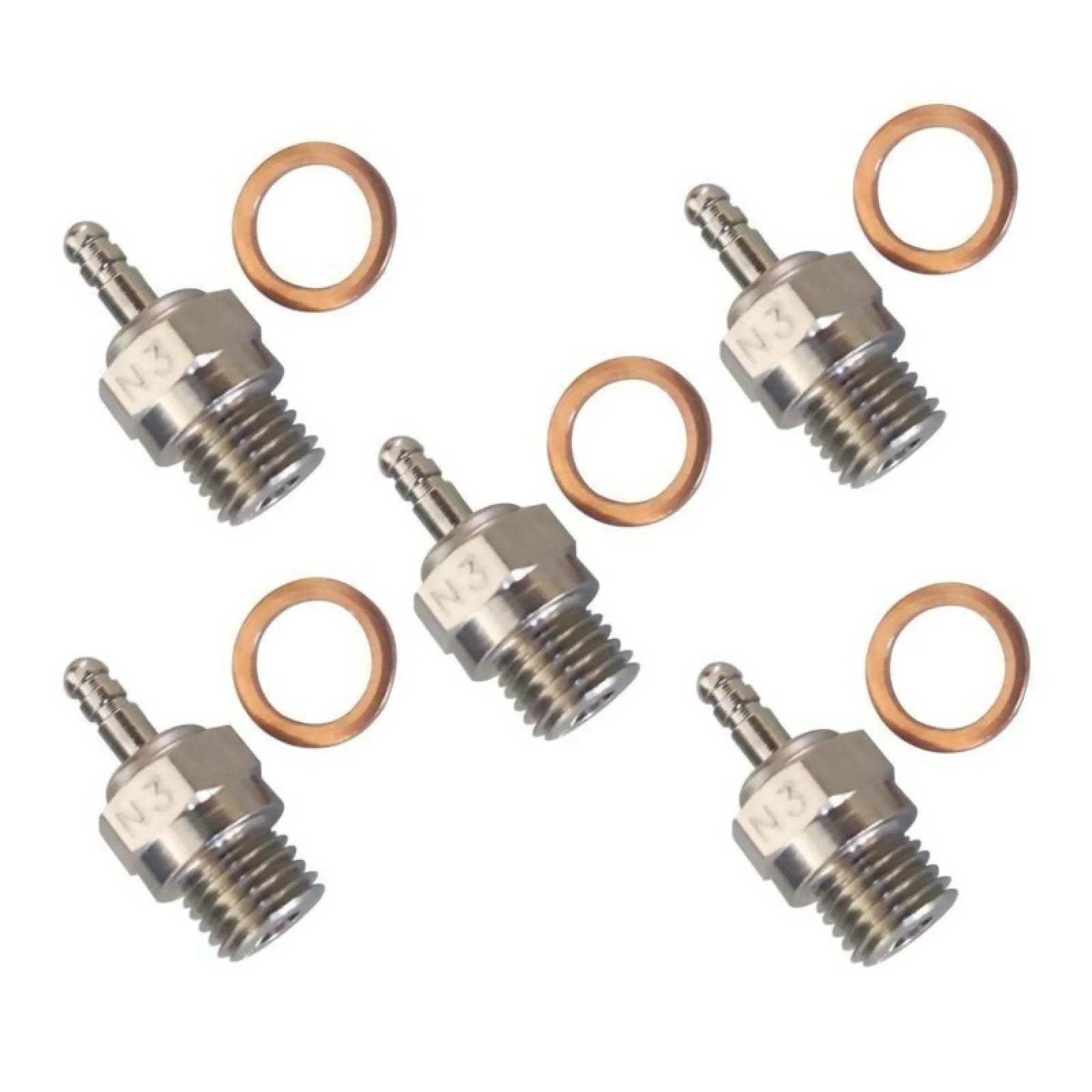 5 Pack #3 N3 70117 Steel Super Glow Plug Rc Engines For Kyosho Hpi