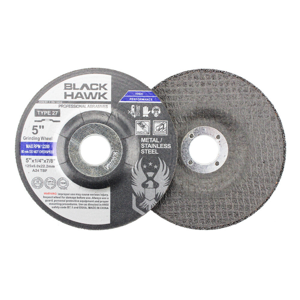 5 Pack - 5" x 1/4" x 7/8" Metal Grinding Wheels T27 Discs for Angle