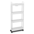 4.92"d X 15"w X 35.43"h White 4 Levels Storage Shelves Slim Rolling