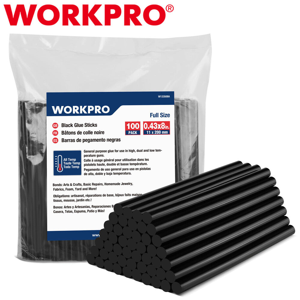 WORKPRO 100 Pack Hot Glue Sticks Black Hot Melt Adhesive Glue Sticks