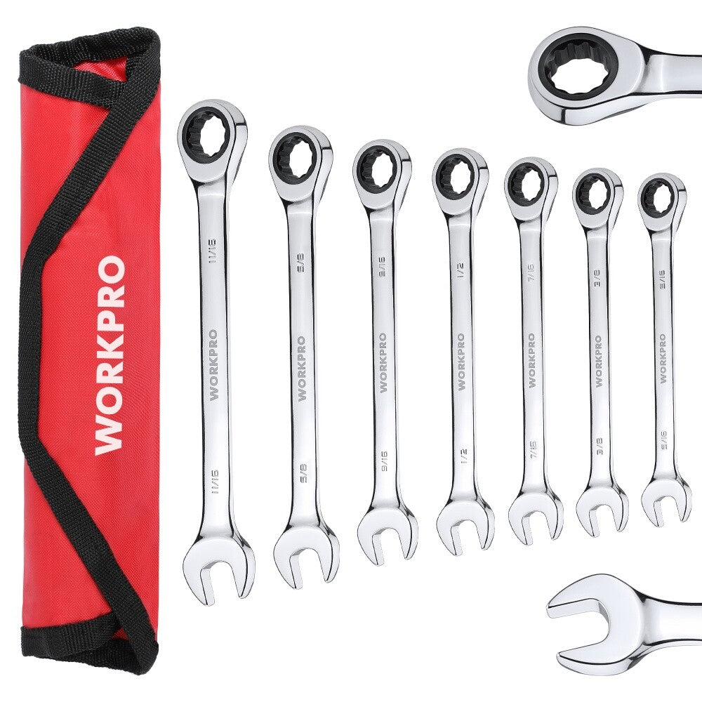 7PIECE Ratcheting Combination Wrench Set 5/16"-11/16" SAE Wrench