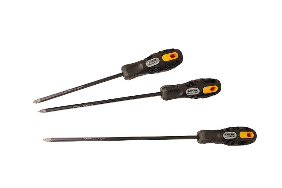 3pc Cr-V Pozidriv Screwdriver Set Pozi 75/100/150mm by Unbranded