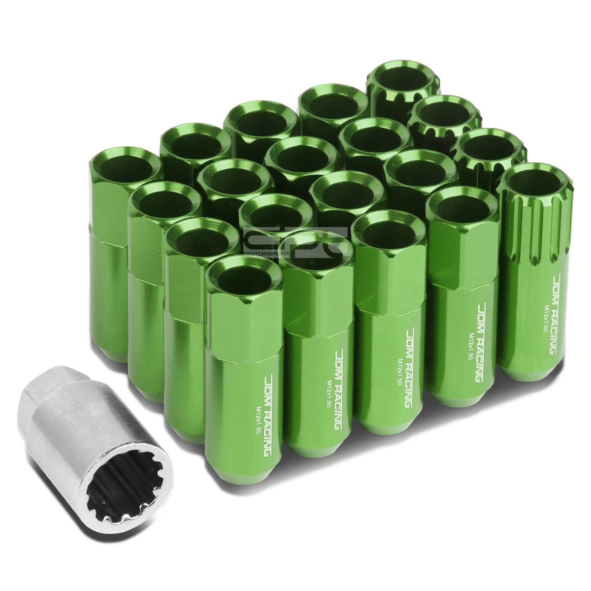 Aluminum Green 16 Lug+4 Lock Nuts+adapter M12x1.5 | Built Supply Co