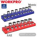 WORKPRO 1/2" SAE/METRIC Magnetic Socket Organizer 16/19PCS Standard