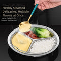 Steaming Plate Stainless Steel Three Compartment Tray With Handles