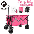 VILLEY Collapsible Wagon Enlarged Folding Beach Wagon Cart 225lbs Load Capacity