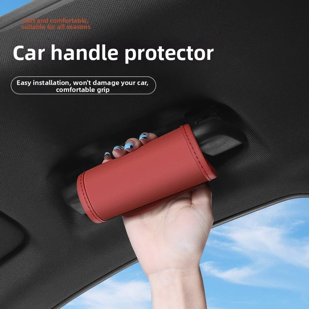 Leather Car Roof Handle Cover Sweat Absorbent Cover For Vehicle