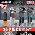 36 PC Long Arm Ball End Hex Key Allen Wrench Set Inch Metric Star With Bag Gift