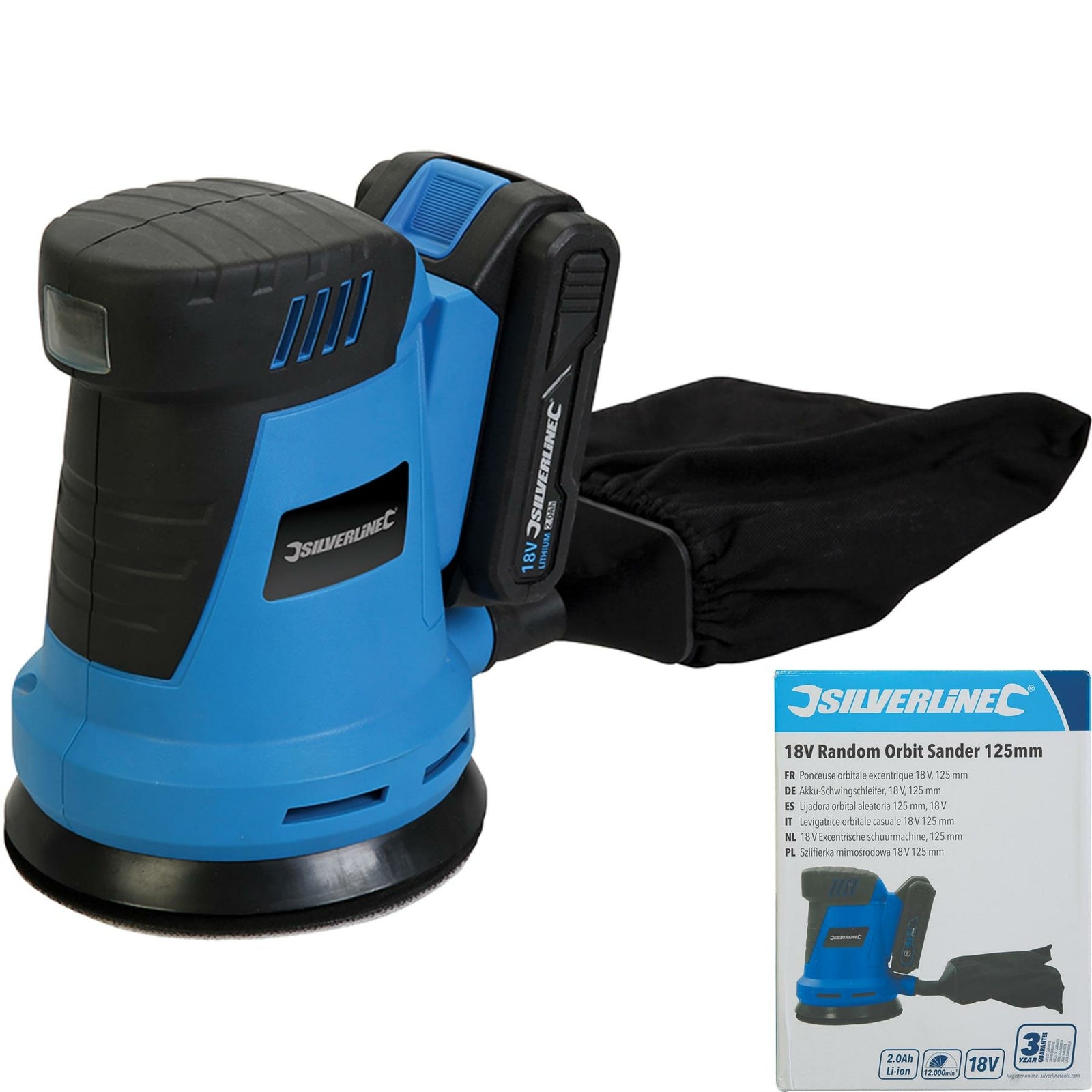 Silverline 18V Cordless Electric Random Orbital Palm Sa