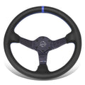 350mm 3" Dish Wheel Nrg 3-spoke Blue Carbon Fiber Steering Wheel W/ 6