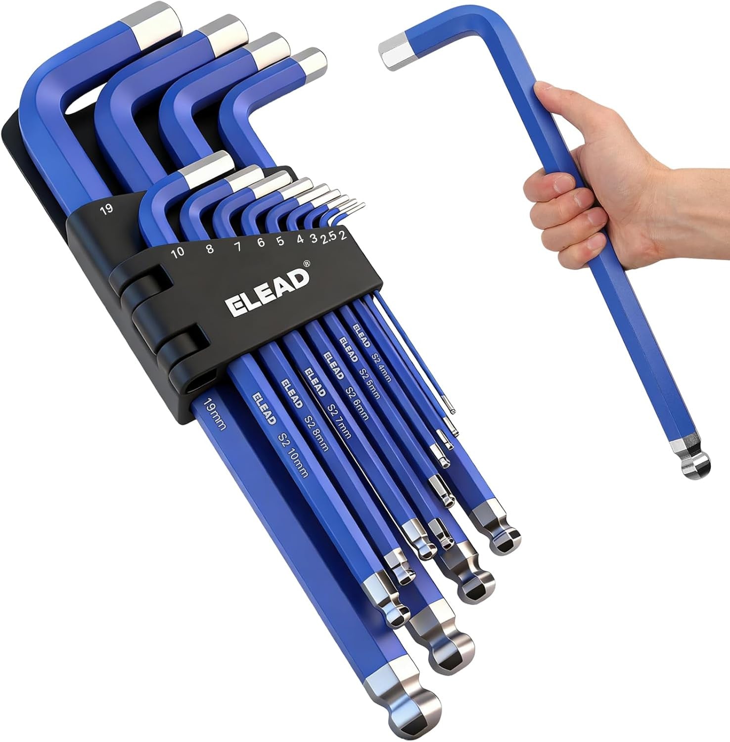 Jumbo Hex Key Allen Wrench Set 13-Piece Metric 2-19MM Long Ball