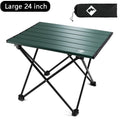 VILLEY 24 in Folding Beach Table Roll Up Aluminum Camping Side Table w/Bag Green