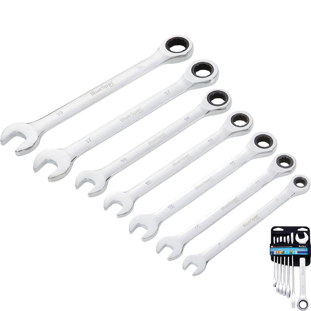 Bluespot 5pc Combination Ratchet Spanner Wrench Set Metric 8-19mm by Bluespot