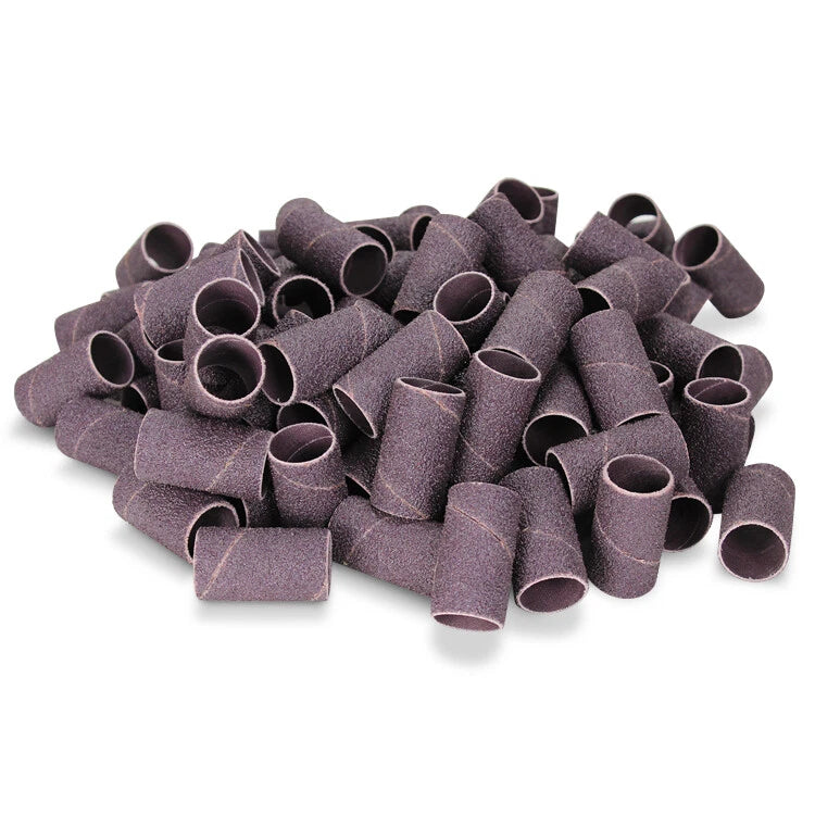 1/4" x 1/2" Aluminum Oxide Spiral Bands, No Lap Sanding Sleeves - 100 Pack