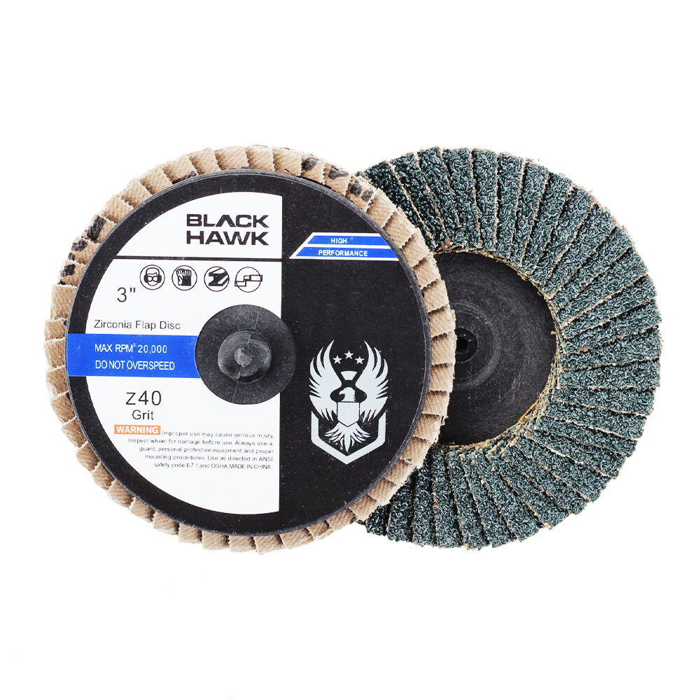 100 Pack - 3" Mini Flap Discs 40 Grit Quick Change Sanding Roloc Style