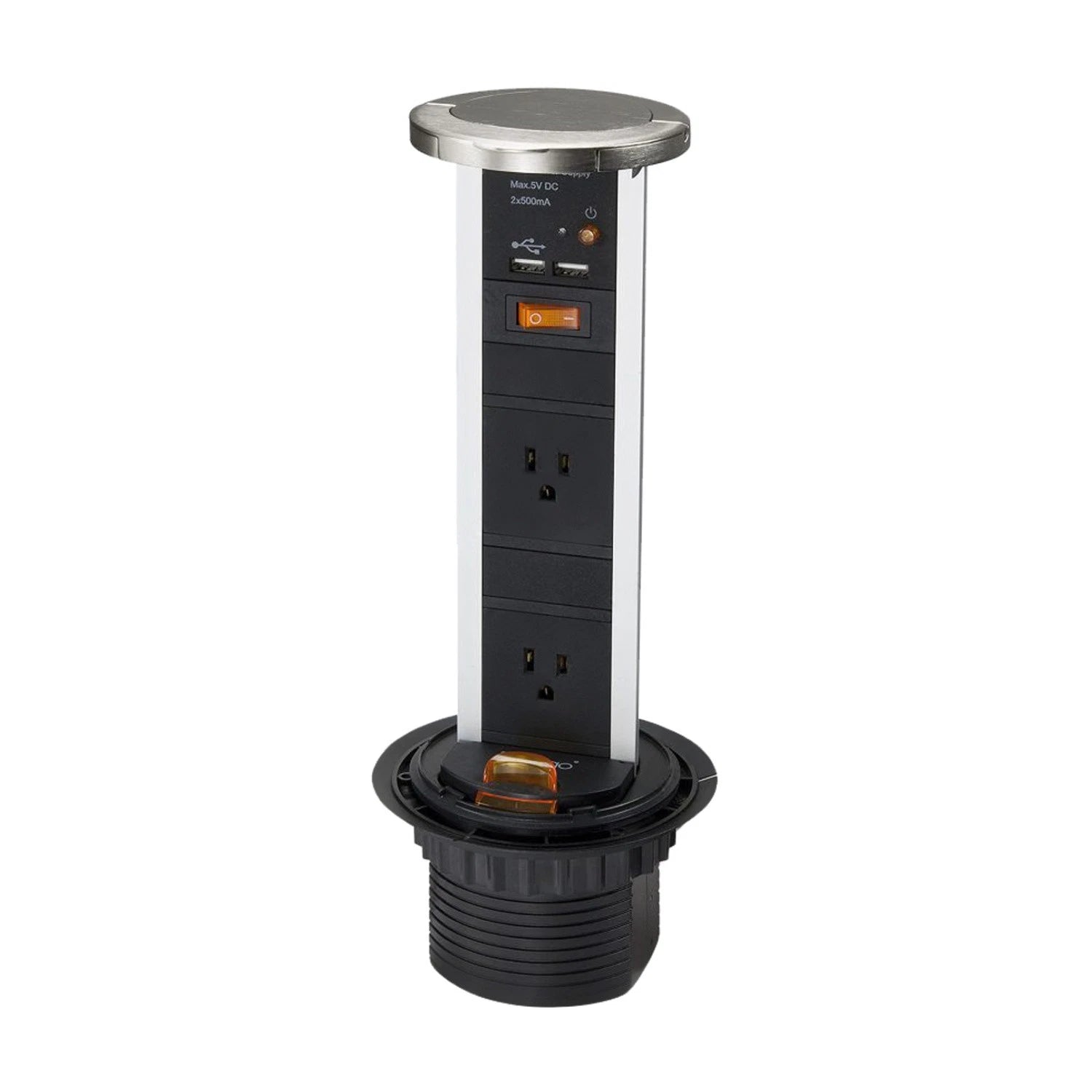 Waterproof 2 Plug Port Pull Up Power Bar Outlet Receptacle Dual Usb