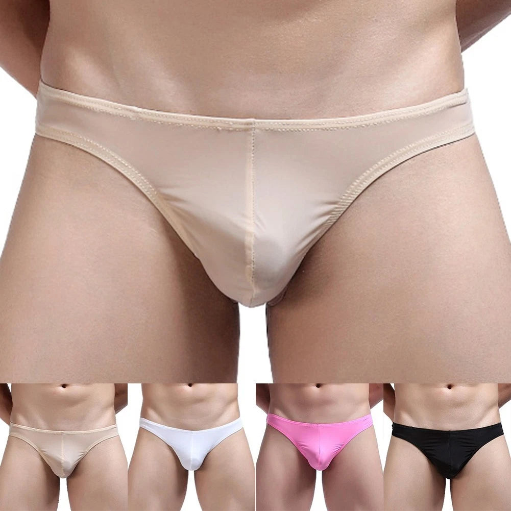Men Solid Color Breathable Underwear Thong Pouch Lightweight Fit For