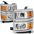 [led Drl+u Tube Bar]fit 14-15 Silverado Projector Headlight/lamps