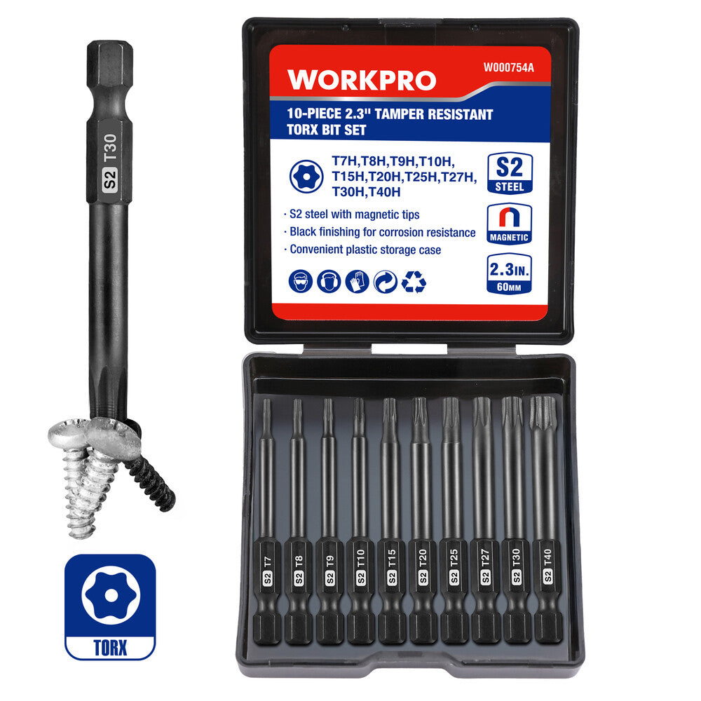 WORKPRO 10pcs Security Torx Bit Set by WORKPRO