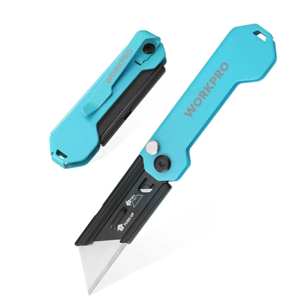 Workpro Mini Folding Utility Knife Edc Box Cutter Quick Change Blade