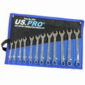Us Pro Metric Combination Spanner Set 8-19mm Chrome Polished Ring