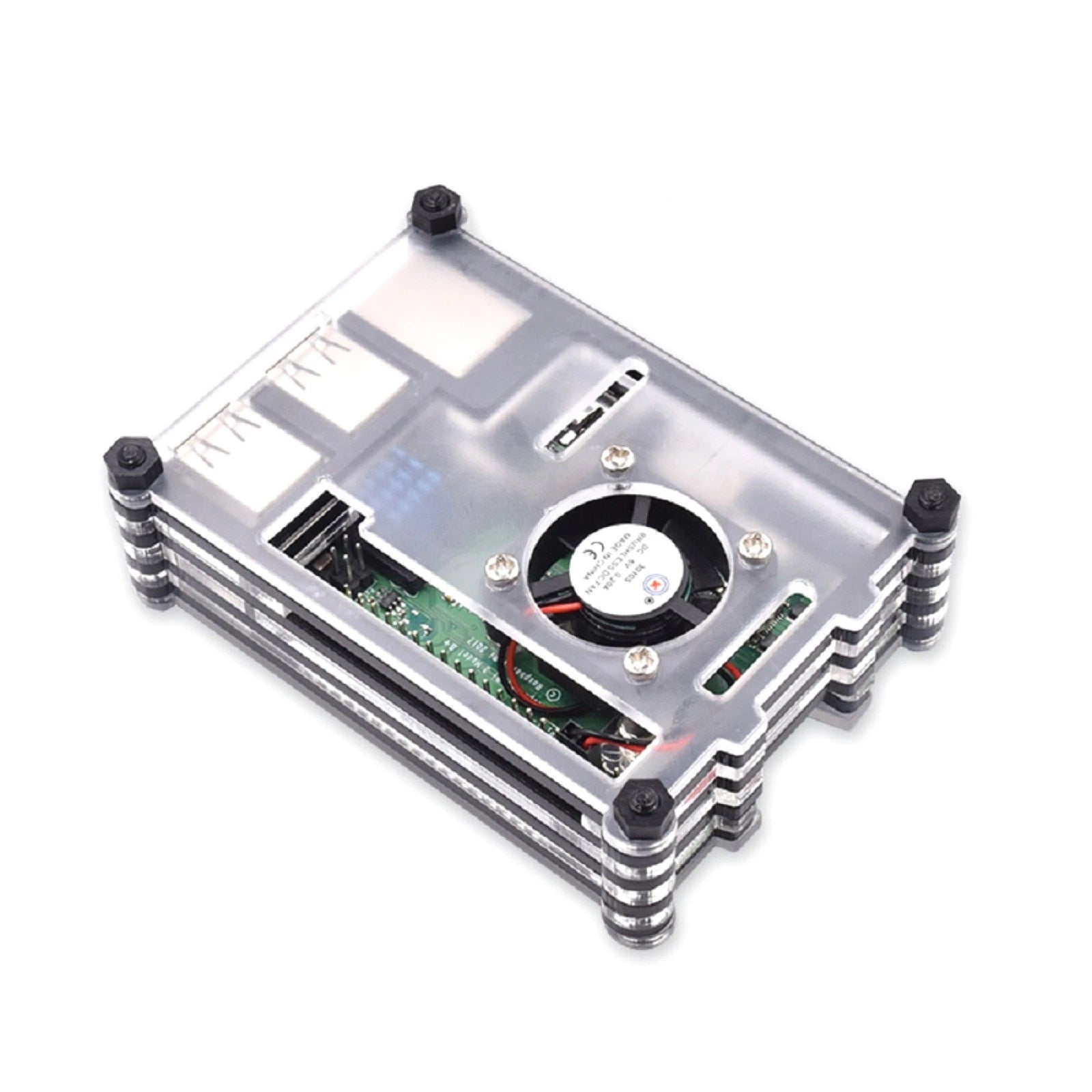 9 Layers Acrylic Transparent Case With Cooling Fan For Raspberry Pi