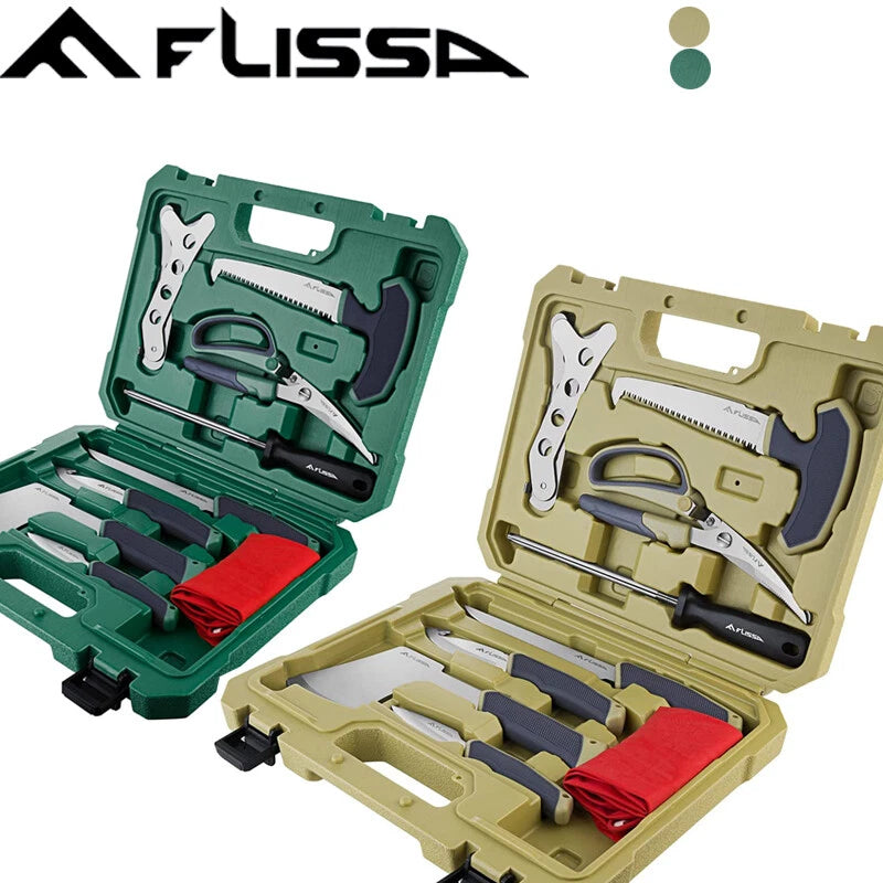 Flissa Brown/green Hunting Field Dressing Kit Hunting Knife Set W/case