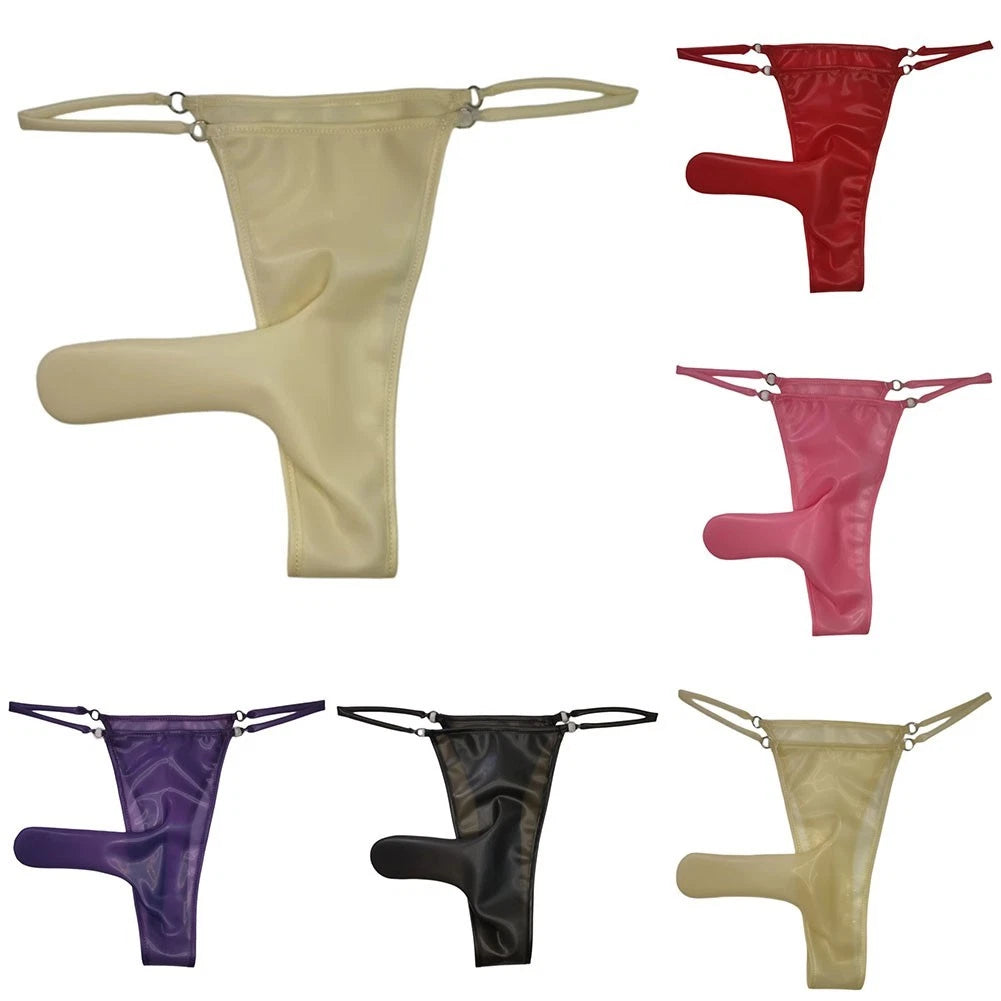Dj Club Show Men Latex Thong Latex Foam Seethrough Fabric Classic